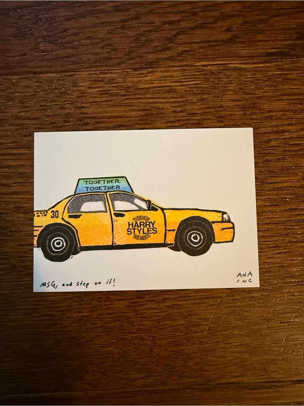 Harry Styles Yellow Taxi MSG Mini Print from NYC Pop Up